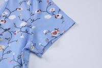 Vestido De Verano Para Mujer Con Cuello Redondo Estampado Slimming De Manga Corta Ajustado Con Cintura Cinchada Vestido Hipo De Pierna - details 5