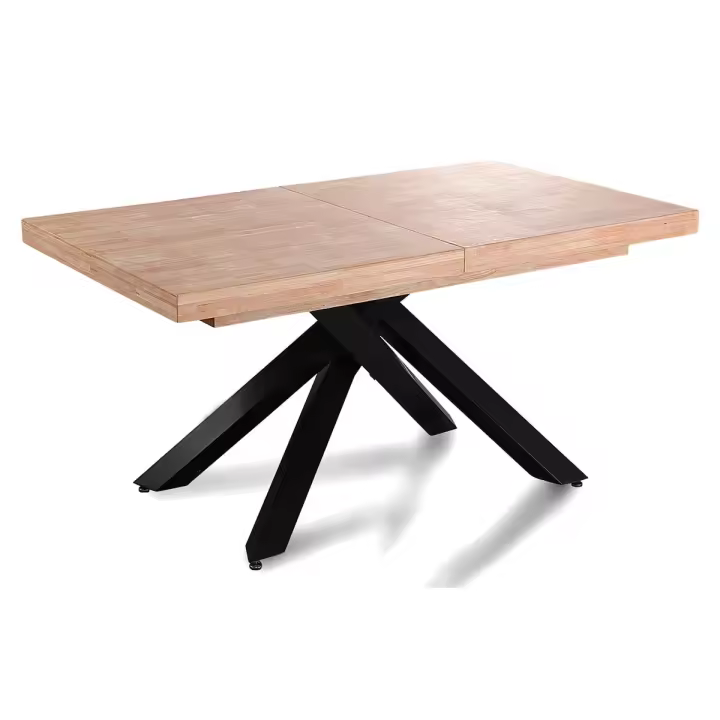 Mesa de comedor Xena extensible forma rectangular roble Nordish/negro 76x140-180-220x90 cm Adec - 1