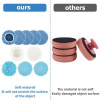 Kit De 10 Pads De Pulido Ajustables Y Antideslizantes Para Coche Cubierta De Cera Accesorios De Limpieza Detallada Fibra Sintética Y Superfina Azul Y Blanco 5-6 Pulgadas Y 9-10 Pulgadas - details 3