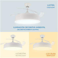 Ledme Ventilador de techo con LED, Motor DC, silencioso con mando a distancia, aspas retráctiles, 6 velocidades y 3 temperaturas de luz, temporizador, función verano-invierno - details 3