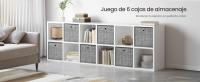 SONGMICS Cajas de Almacenamiento, Juego de 6 Cajas de Tela No Tejida con Asa, 26 x 26 x 28 cm, Unidad de Almacenamiento, para Estantes, Plegable, Almacenamiento de Ropa, Gris Jaspeado - details 0