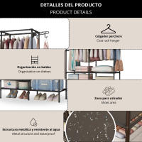LUTODY - Perchero de pie, Zapatero, Organizador de prenda ropa abrigo camiseta chaqueta, Ahorra espacio tendedero - details 7