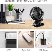 Ventilador de escritorio, Ventilador de refrigeración personal USB de 3 velocidades con rotación de 360 °, cable USB y batería para el hogar, oficina, gimnasio, pesca, camping - details 2