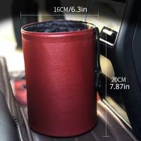 Bandeja De Basura Plegable Para Coche Organizador De Residuos Impermeable Almacenamiento Interior De Coche Y Autobús Material De Cuero PU Forma Redonda - details 6