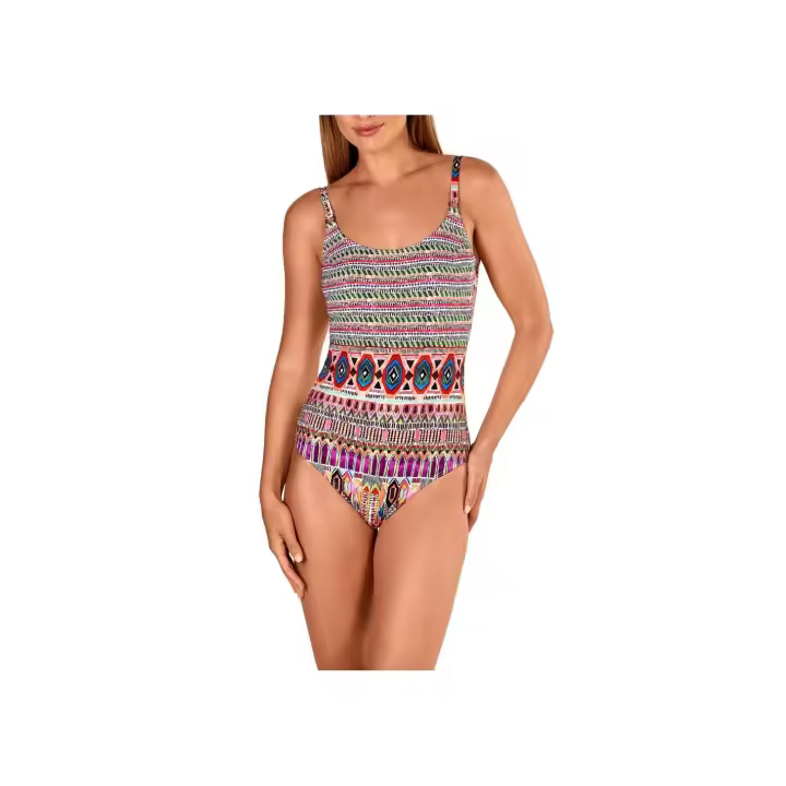 Tamouré by Dolores Cortés Bañador Estampado Elegante. Bañador Estampado Tropical de Tamouré by Dolores Cortés. 3146. Bañador de una pieza con llamativo estampado multicolor, sin aros, con relleno y control soft que estiliza la figura. Ideal para disfrutar - 1