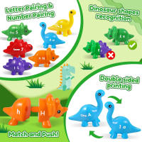 Juego Educativo De Aprendizaje Montessori Para Niños Dinosaurios Y Letras 13PCS Juguete De Dos Caras Para Preescolar - details 3