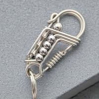Llavero De Acero Inoxidable Con 3 Haces De Bolas De Acero Y Bambú Mate Estilo Mecánico Para Hombres Regalo Para Exterior - details 5