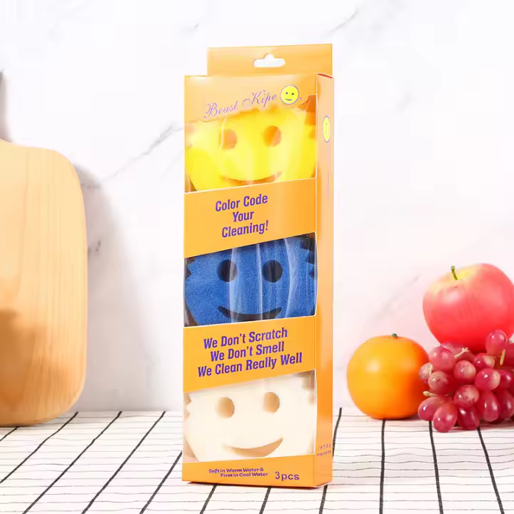 3Piezas Esponja De Limpieza Multifuncional De Poliuracano Abrasiva Sin Arrugas Para Limpieza Profunda De La Cocina Regalo De Halloween Y Navidad - 1