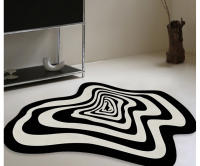 Carpet Irregular Para Sala De Estar Y Dormitorio Decoración Moderna Alfombra Negra Y Blanca Máquina Lavable Estilo Clásico - details 9
