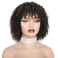 Pelucas De Cabello Brasileño Rizado Corto Con Franja Para Mujeres Peluca Mecánica De Cabello No Remy Tamaño Promedio Color Natural - details 12