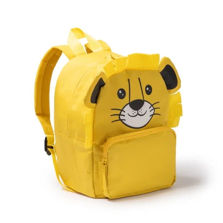 AKARURE - Mochila Infantil con Divertido diseño de León. Bolsillo Exterior con Cierre de Cremallera. Asas y Espalda acolchadas - Mochila Guardería - Mochila Colegio - Mochila Niño - Mochila Niña - Realizada en Material Reciclado - Medida 21,5x29x17,5 cm - 1