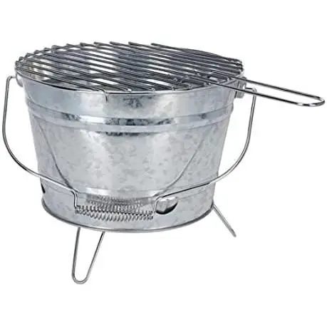 Bbq Barbacoa Zinc Modelo Barril ø27cm con Parrilla Cromada y 3 Pies Plegables - 1