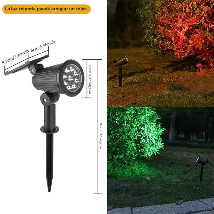 Luces De Punto Solar RGB 9 LED Para Exterior IP65 Impermeables Ajustable Brillo Para Jardín Yard Árboles De Palma - 1