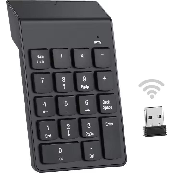 COSHANO Teclado Numérico Inalámbrico 2.4G Mini Keypad con Receptor USB para PC Ordenador portátil o de Escritorio Notebook - 1