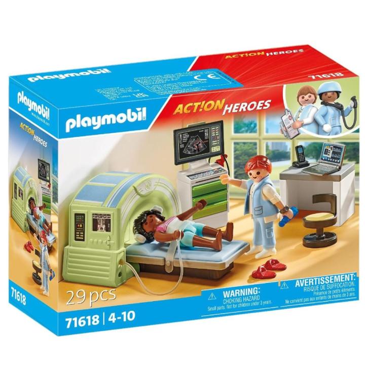Playmobil Action Heroes de hospital 71618 con máquina de resonancia magnética, paciente y médico, examen por el radiólogo, rayos x con ordenador