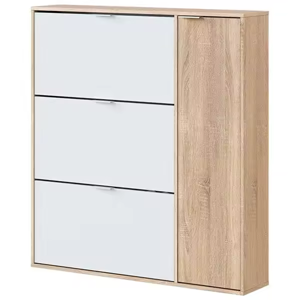 Zapatero Fifo 4 puertas roble Canadian/blanco 115x106x22 cm - 1
