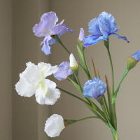 Rama De Iris Artificial Con 3 Cabezas Flores Silken Para Decoración De Mesa De Fiesta Decoración De Hogar Para Bodas Y Aniversarios - details 0