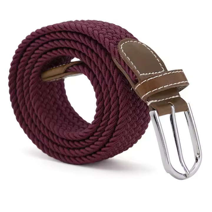 CINTURONTOP Cinturón Trenzado Extensible y Elástico de Tela Elástica Burdeos 110 Cm - 1