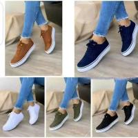 Zapatos Casuales Para Mujer 2024 De Punta Redonda Y Bajo-Troque Vulcanizado Cómodos Zapatos De Caminar Con Cordones Versátiles - details 2