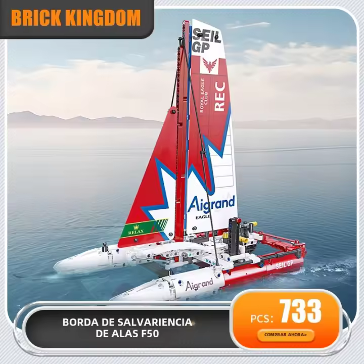 Barco Catamarán De Vela Con Foil F50 Juguete De Bloques De Construcción Para Niños Y Adultos Decoración De Escritorio Regalos Para Niños Y Adultos - 1