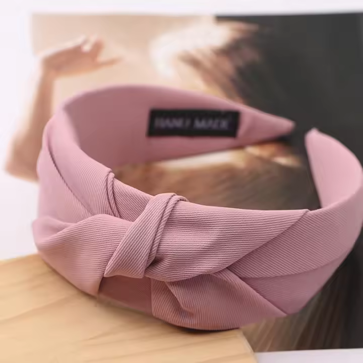 Nueva Moda Diademas Con Nudo Para Mujeres Color Sólido Cinta De Tela Ancha Accesorio De Cabello Suave Diadema Decorativa Para Todas Las Estaciones - 1