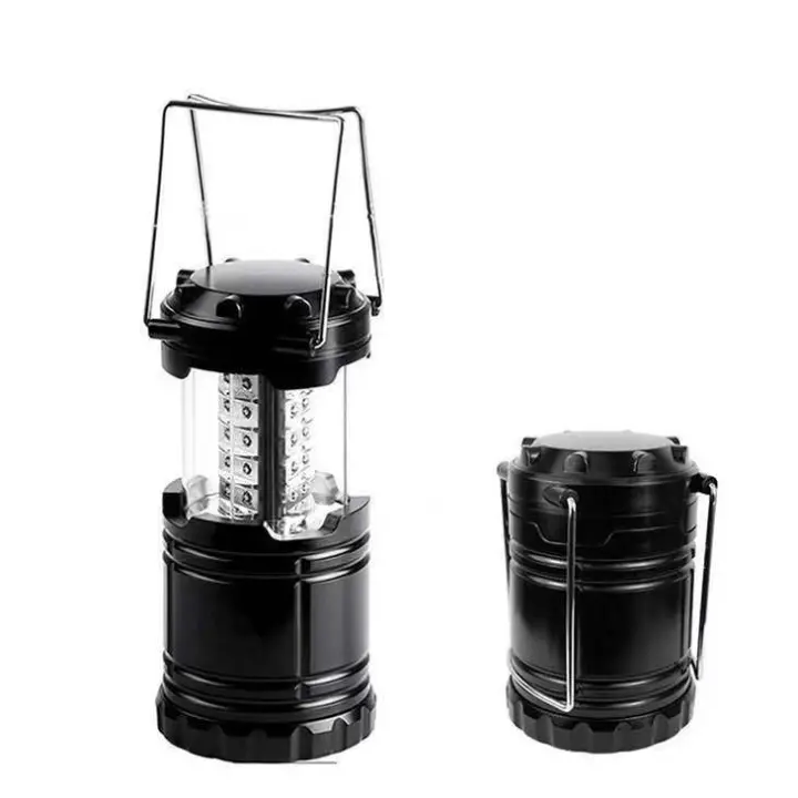 Paquete de 2 Luces de camping LED, Huracán, Emergence, Kit de supervivencia de Energía, linternas portátiles al Aire Libre, sin baterías (Negro, plegable) - 1