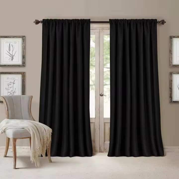 All Seasons Ventana de Bolsillo con Barra de oscurecimiento de energía eficiente, 100% poliéster, Negro, 52" x 95" (1 Panel) - 1