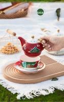 Juego De Tetera Y Taza De Cerámica Con Caja De Regalo Manija Plateada Dorada Vaso De Té De Navidad Cuchara Soporte Para Café Xmas Gifts - details 4