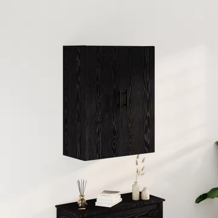 Gabinete Montado en la Pared vidaXL Negro Roble 69,5x34x90 cm Madera Ingeniería - 1