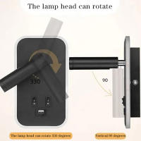 Lámpara De Pared LED Minimalista Con Encendido USB Y Control Dual Cabeza Giratoria 330° Para Iluminación Interior De Camas Pasillos - details 9