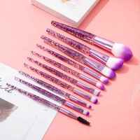 Juego De 10 Brochas De Maquillaje Elegantes Con Mango De Brillo Profesionales Para Fijar Carne Delinear Delineador De Ojos Brillo De Chequeos Y Labios - details 0