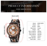 Reloj De Cuarzo Para Hombre BOBO BIRD De Madera Lujo Estilo Militar Con Cronógrafo Y Caja De Madera Relogio Masculino - details 6