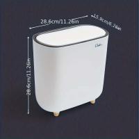 Basurero De Inodoro 1pc Bin De Basura Delgado De Plástico Con Tapa Canasta De Almacenamiento De Residuos Pequeña Y Estrecha Para El Hogar - details 7