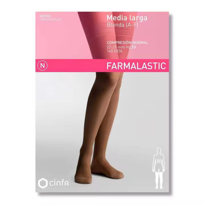 Farmalastic Media Larga Compresión Normal Blonda Beige Grande 1 Media - 1