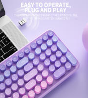 Teclado Inalámbrico Ergonómico 2.4G 106 Teclas Retro Con Teclas De Capa Redonda Función Multimedia Para PC/Laptop/Desktop - details 5