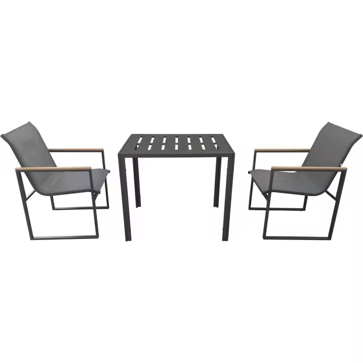 Muebles de jardín con balcón "Liam" - 2 plazas - Marrón/Gris - 1