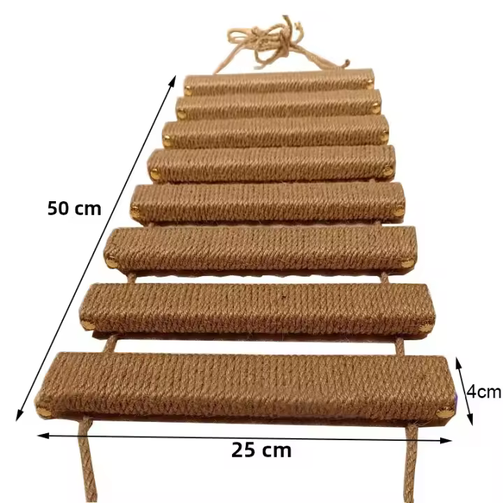 Ladder De Sisal Para Gatos Madera Y Cuerda De Aro Accesorio De Muebles Para Mascotas Subida Para Gatos Juguete De Aro Para Gatos - 1
