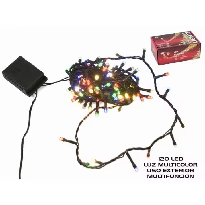 Gerimport Guirnalda LED Uso Doméstico 120 Luces Exteriores Multicolor 5+5 Metros - 1