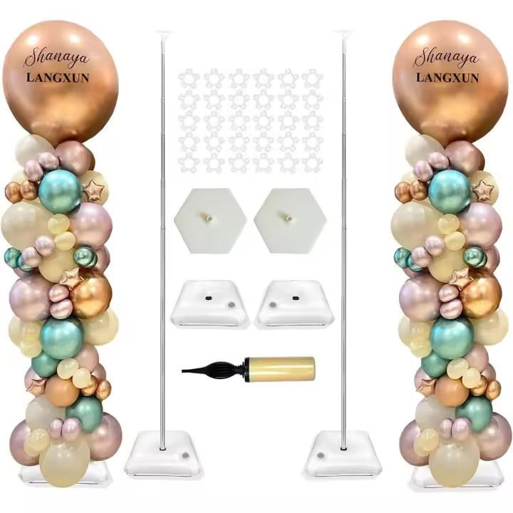 Support de ballons en métal, Tour de ballons rétractable et ajustable de 2M de haut, pour les activités de décoration de fêtes en intérieur et en extérieur, facile à assembler et à démonter - 1