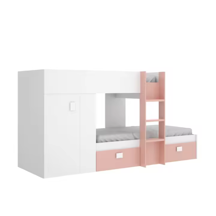 DEKIT GRUPO RIMOBEL GROE - CAMA TREN PARA DORMITORIO - BLANCO / ROSA  - 150 x 271 x 111 - 1