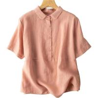 Camisa Blanca Amarilla De Algodón Lino Para Mujer Cuello Botones Manga Larga Suelta Oversize Blusa De Otoño Deportiva Yoga - details 12