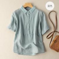 Camisa Blanca Amarilla De Algodón Lino Para Mujer Cuello Botones Manga Larga Suelta Oversize Blusa De Otoño Deportiva Yoga - details 14