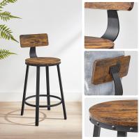 Taburetes de bar con respaldo, set de 2 unidades, estilo industrial, marco de acero, montaje sencillo, asiento elevado para cocina, marrón rústico y negro - details 2