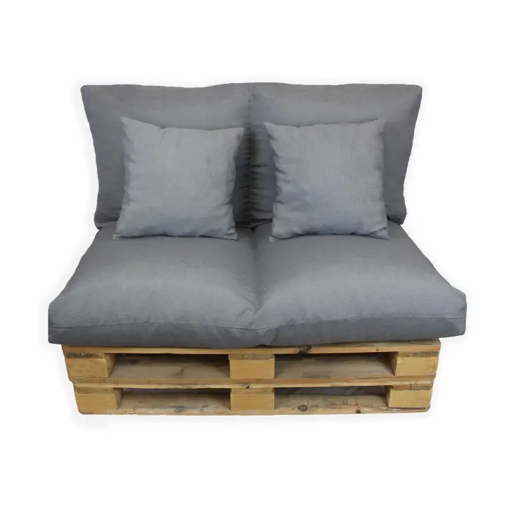Acomoda Textil – Cojines Sofá Palets 2 Plazas Desenfundable y Lavable 120x80cm. Conjunto 4 Piezas Mullido y Cómodo de Tela para Hogar, Jardín y Terraza. NO INCLUYE PALETS. - 1