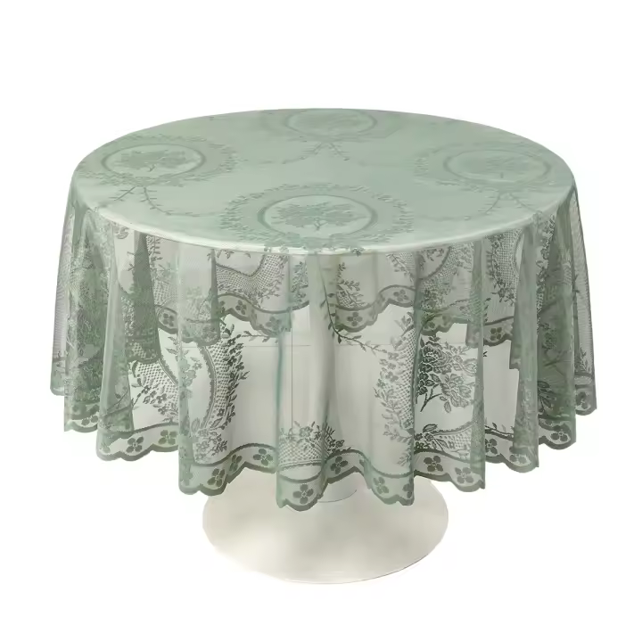 Mantel De Encaje Verde Elegante Para Fiesta De Cumpleaños Y Boda Decoración Para Adultos Suministros De Fiesta De Bebé Mantel Redondo De 1 Pieza - 1