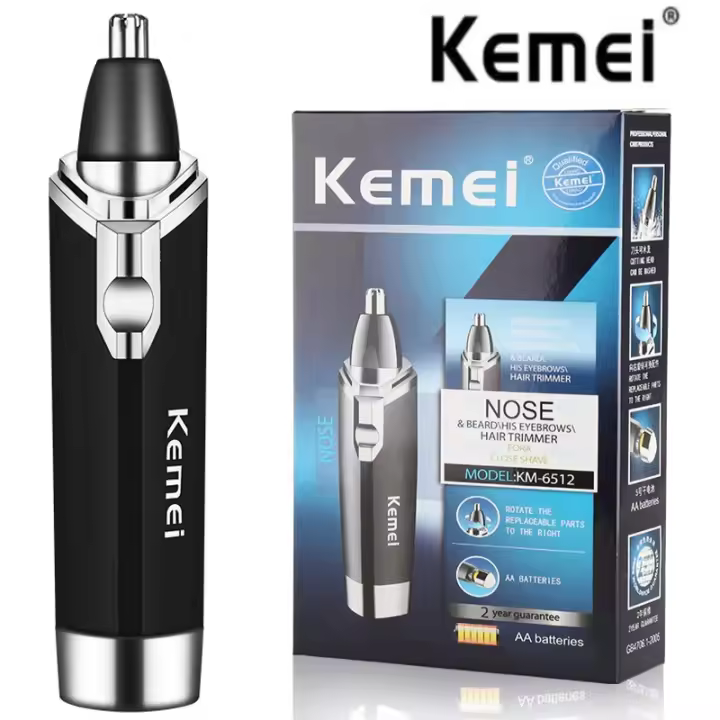 Kemei Trimmer De Pelo Del Nariz Y Orejas Cepillo De Limpieza Y Afeitadora Removedor De Vello Nasal Clipper Material ABS - 1