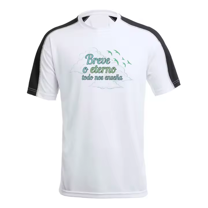MERCHANDMANIA CAMISETA técnica franja mangas NEGRA frase consejo aprender enseñar vida tshirt - 1