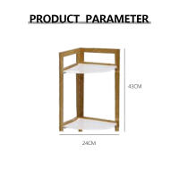 Trípode de madera de dos niveles para uso en el baño para colocar artículos de tocador. - details 1