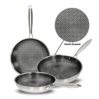 Sartenes de Acero Inoxidable Tri-Ply con Tecnología Panal de Abeja híbridas antiadherente de– 20cm / 24cm / 28cm –  Apto para Inducción, Horno y Lavavajillas. Marca Royalty Line - details 3