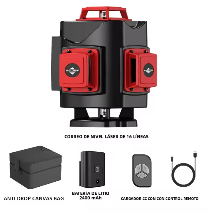 WEIDDW Nivel Láser Profesional Con 8/12/16 Líneas 2D/3D/4D Batería Recargable De 4800mAh Y Control Remoto Para Bricolaje Y Jardín - 1